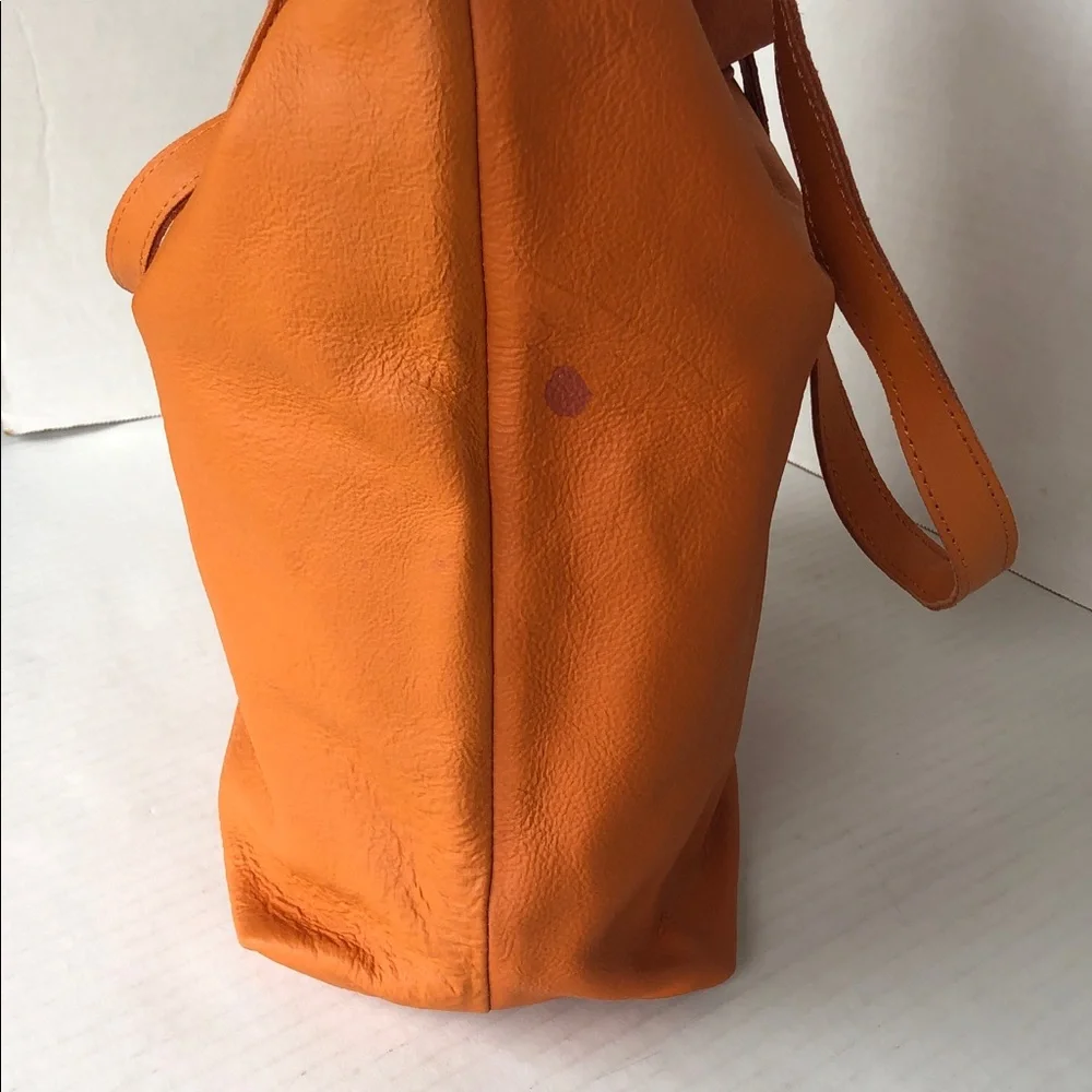 Pumpkin Leather Zippered Travel Shopping Tote JM New York